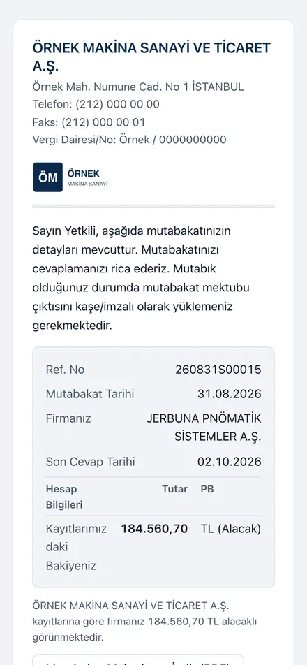 Müşterinizin ya da satıcınızın telefonda açtığı cevap ekranı